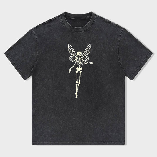 Skull Fairy Graphic Print Men's Casual Short Sleeve T-Shirt
