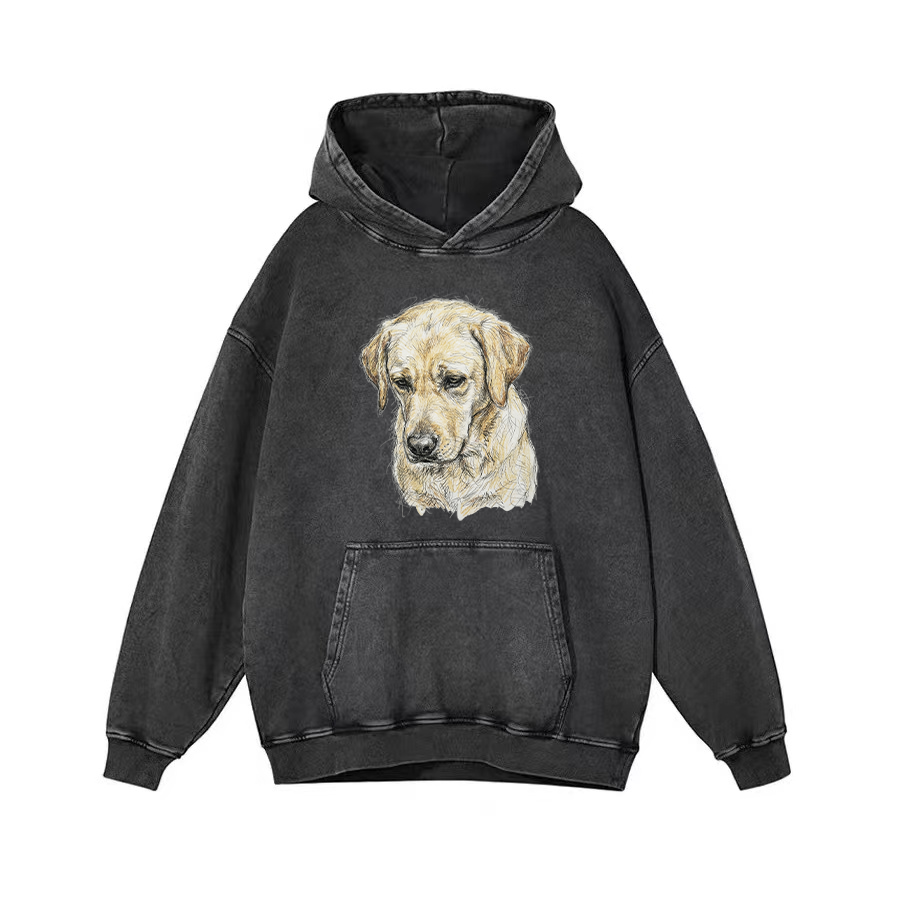 Heygraff™ Artistic Pet Sketch Labrador tshirt | Vintage Washed Cotton| Quiet Companions