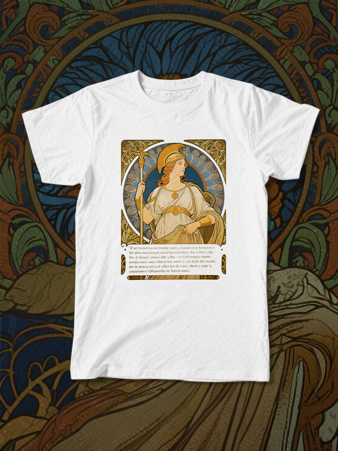 Art Nouveau Style Goddess Print White T-Shirt
