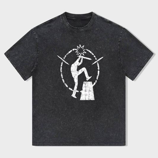Men's Graphic Tee with Distressed Print Design T-Shirt
