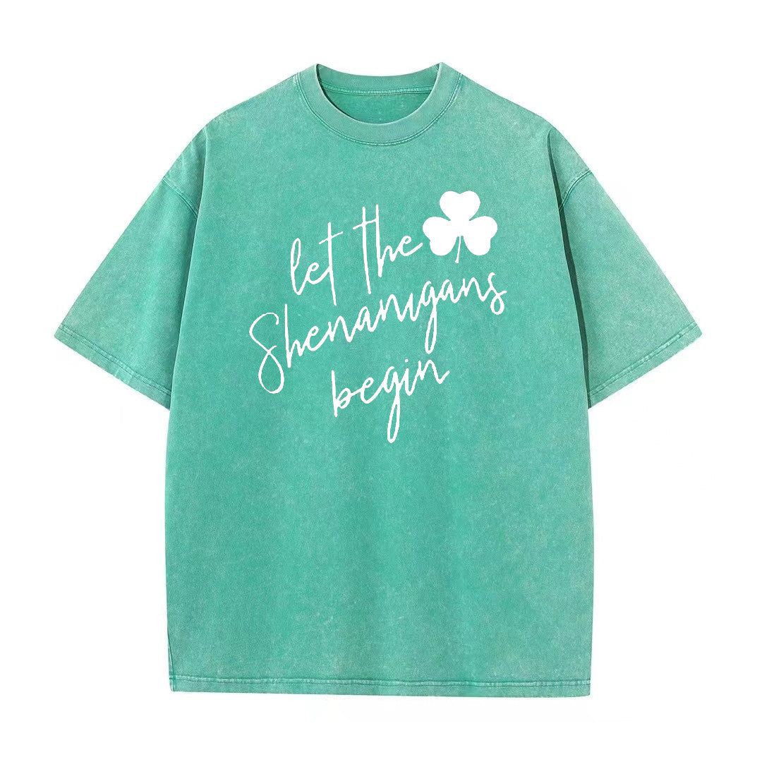 Retro St. Patrick's Day Let The Shenanigans Begin Shamrock Unisex T-Shirt - heygraff