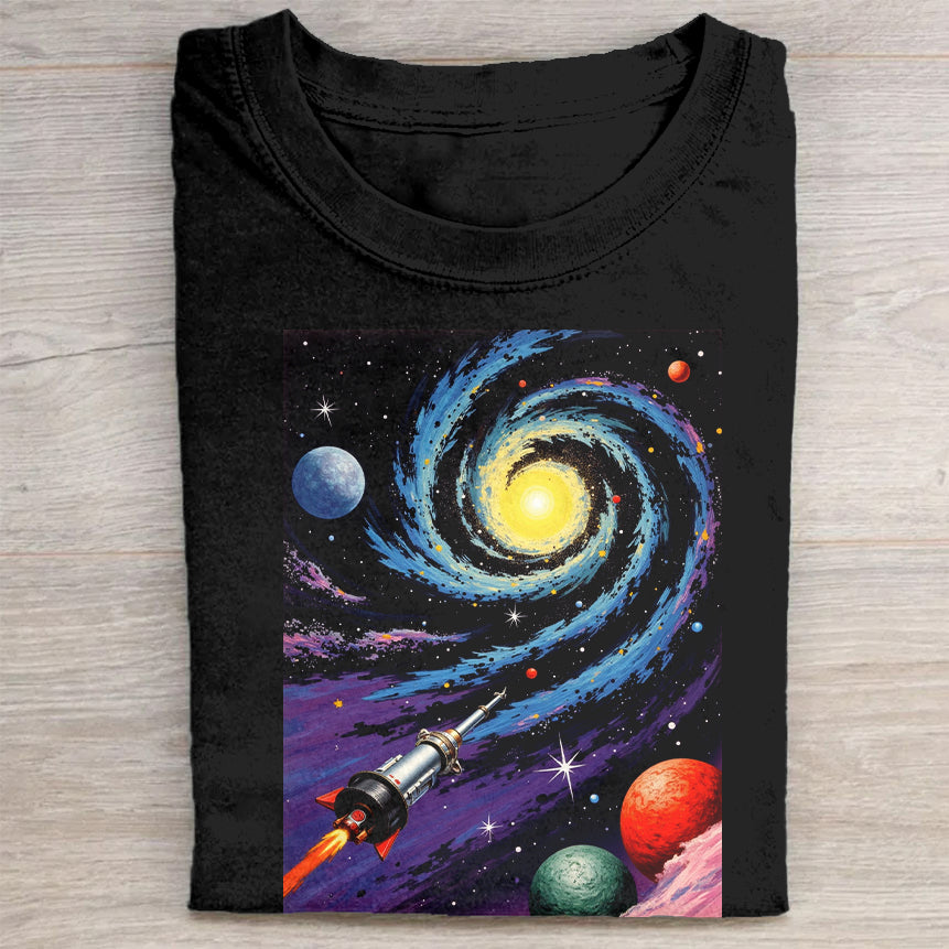 Galaxy Space Print Black T-Shirt