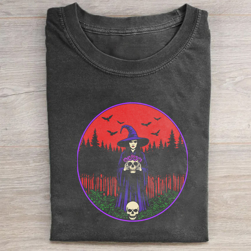Witch Halloween Graphic Tee for Women Men Unisex Casual Short Sleeve T-Shirt