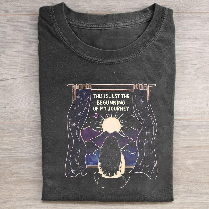Vintage T-Shirt Black Cosmic Journey Graphic Tee for Casual Wear