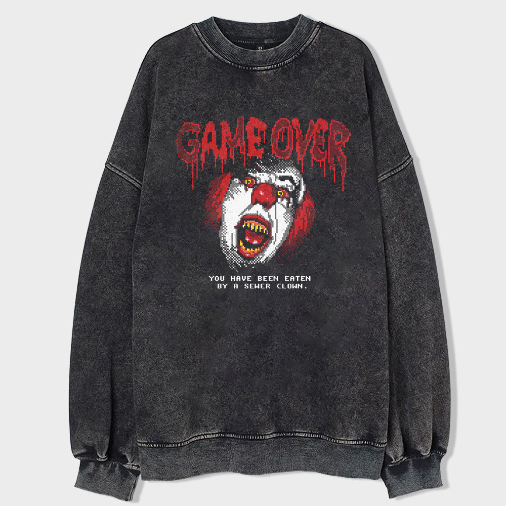 End of the Clowns Acid Wash Sweatshirt - heygraff