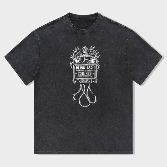 Retro Graphic T-Shirt Black Vintage Cassette Tape Design for Casual Wear