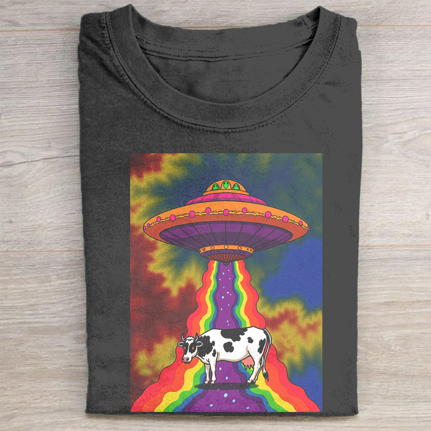 Alien Cow Abduction Graphic T-Shirt