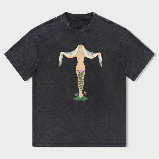 Vintage Black T-Shirt with Abstract Art Print