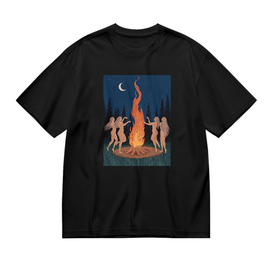 Bonfire Dance Night Sky Graphic T-Shirt