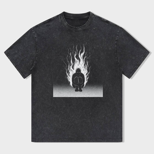 Men's Graphic T-Shirt with Flame Silhouette Design T-Shirt