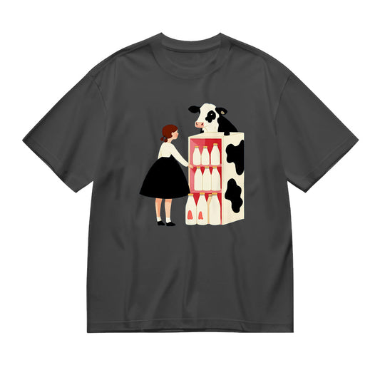Cute Cow and Girl Graphic T-Shirt