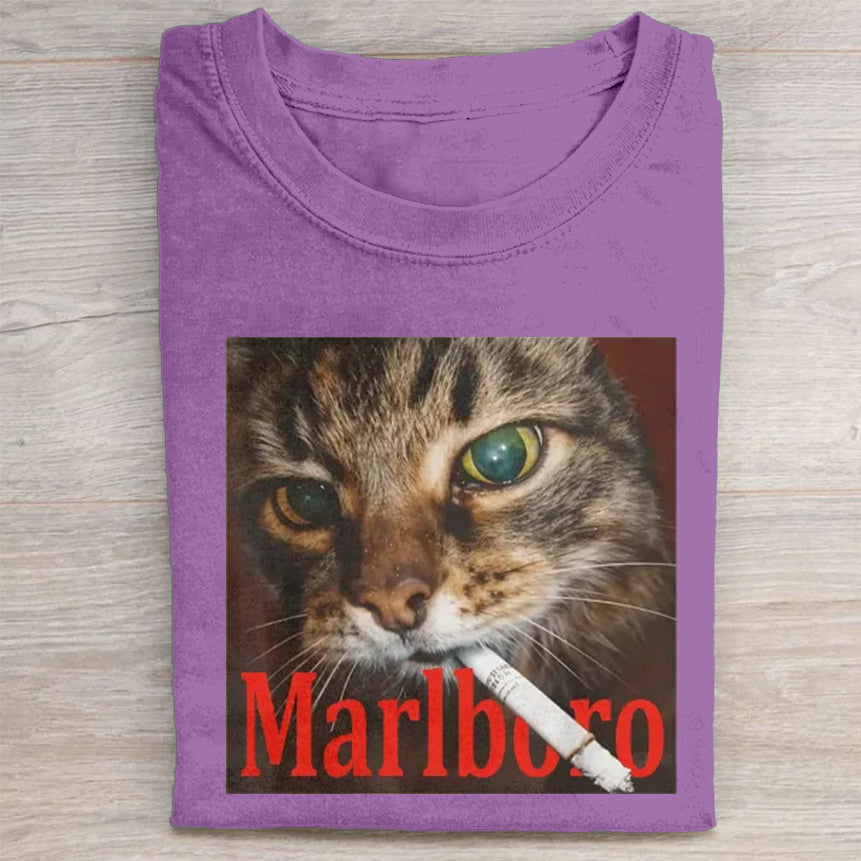 Funny Smoking Cat Meme Washed T-Shirt