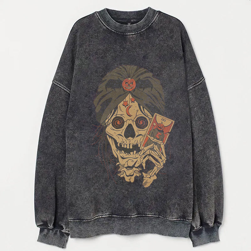 Skull with Crown and Playing Card Graphic Print T-Shirt