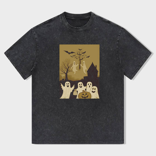 Halloween Ghosts Pumpkin Castle Graphic T-Shirt