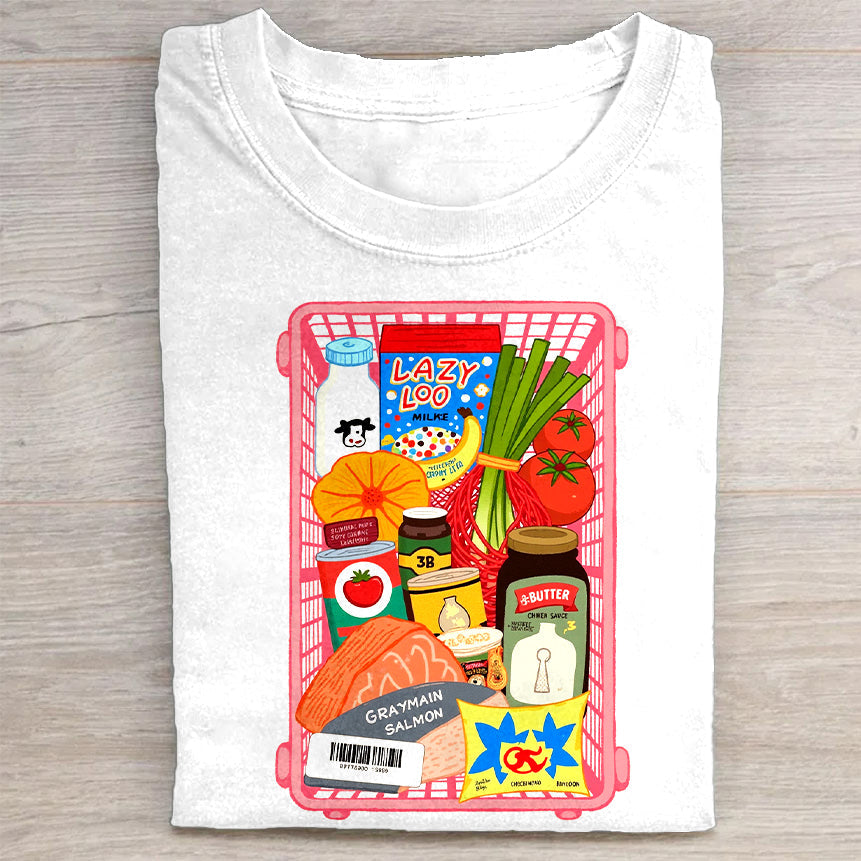 Grocery Shopping Basket Graphic T-Shirt