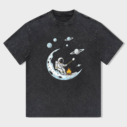 Space Astronaut Moon Planets Graphic T-Shirt
