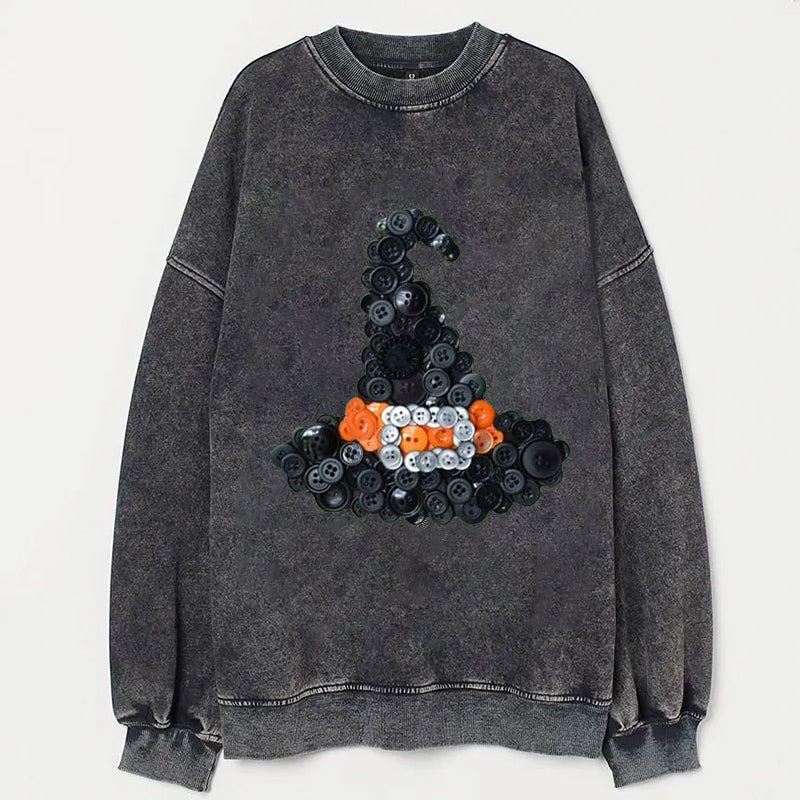 Button Witch Hat Design Graphic T-Shirt