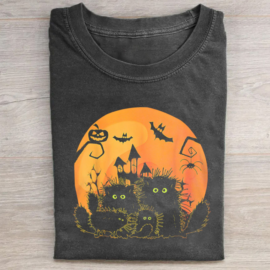Black Cat Pumpkin Moon Halloween Costume Cat Lover TShirt