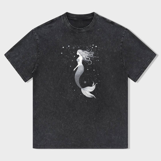 Mermaid Graphic Print Women's Casual Short Sleeve T-Shirt