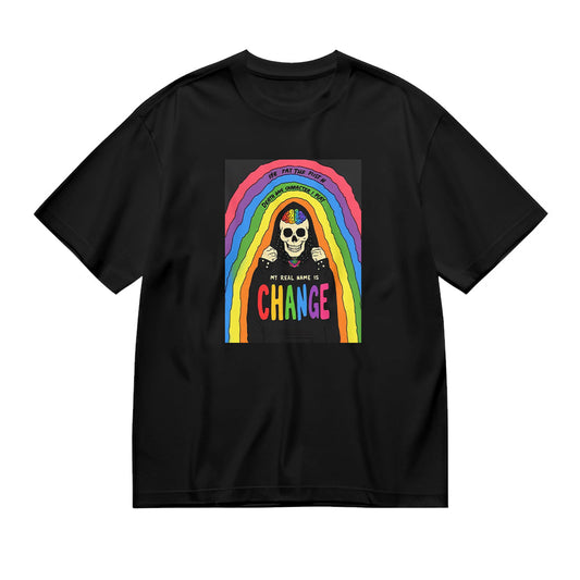 Change Rainbow Skull Graphic T-Shirt