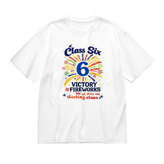 Class Six Victory Fireworks Shooting Stars Graphic T-Shirt
