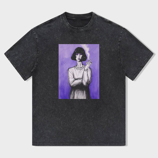Artistic Purple Portrait Graphic T-Shirt