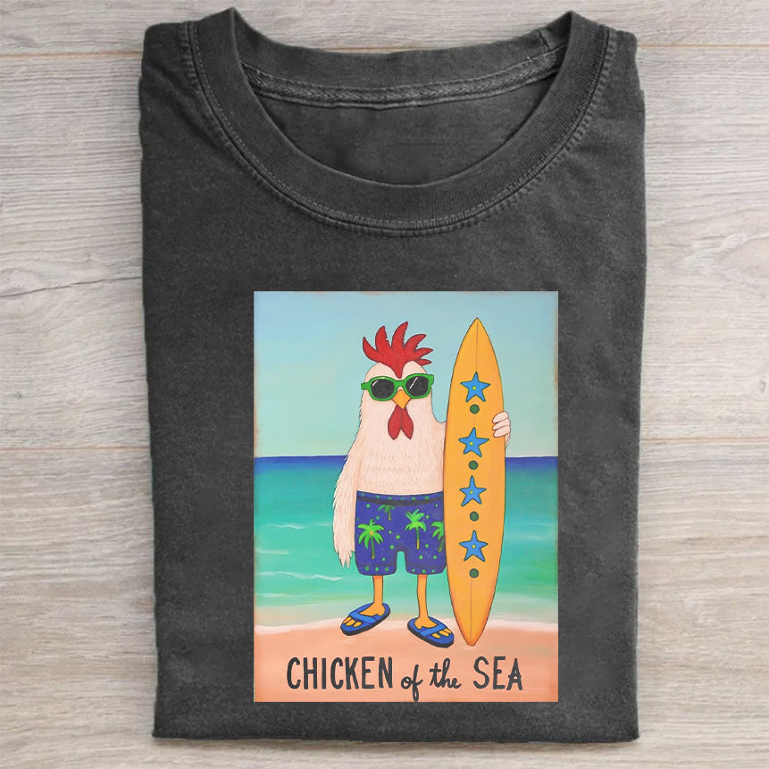 Chicken of the Sea Surfing Rooster Graphic T-Shirt
