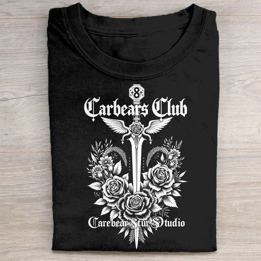 Carbeats Club Cross and Roses Graphic T-Shirt