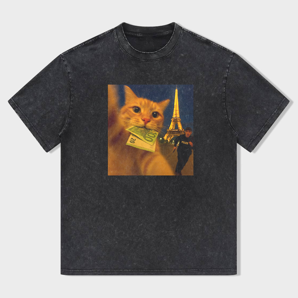 Cat Taking Selfie with Police Funny T-Shirt