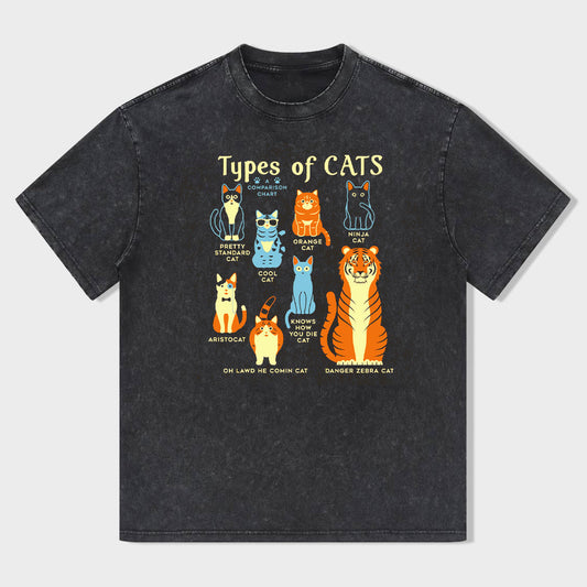 Types Of Cats Art Print Casaul Short Sleeve T-shirt