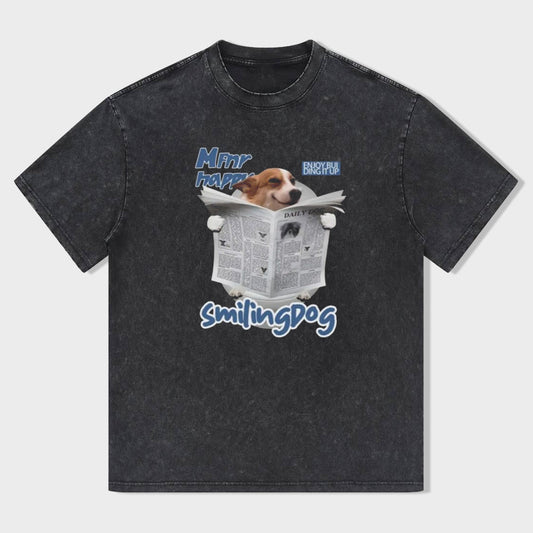 Newspaper dog print t-shirt