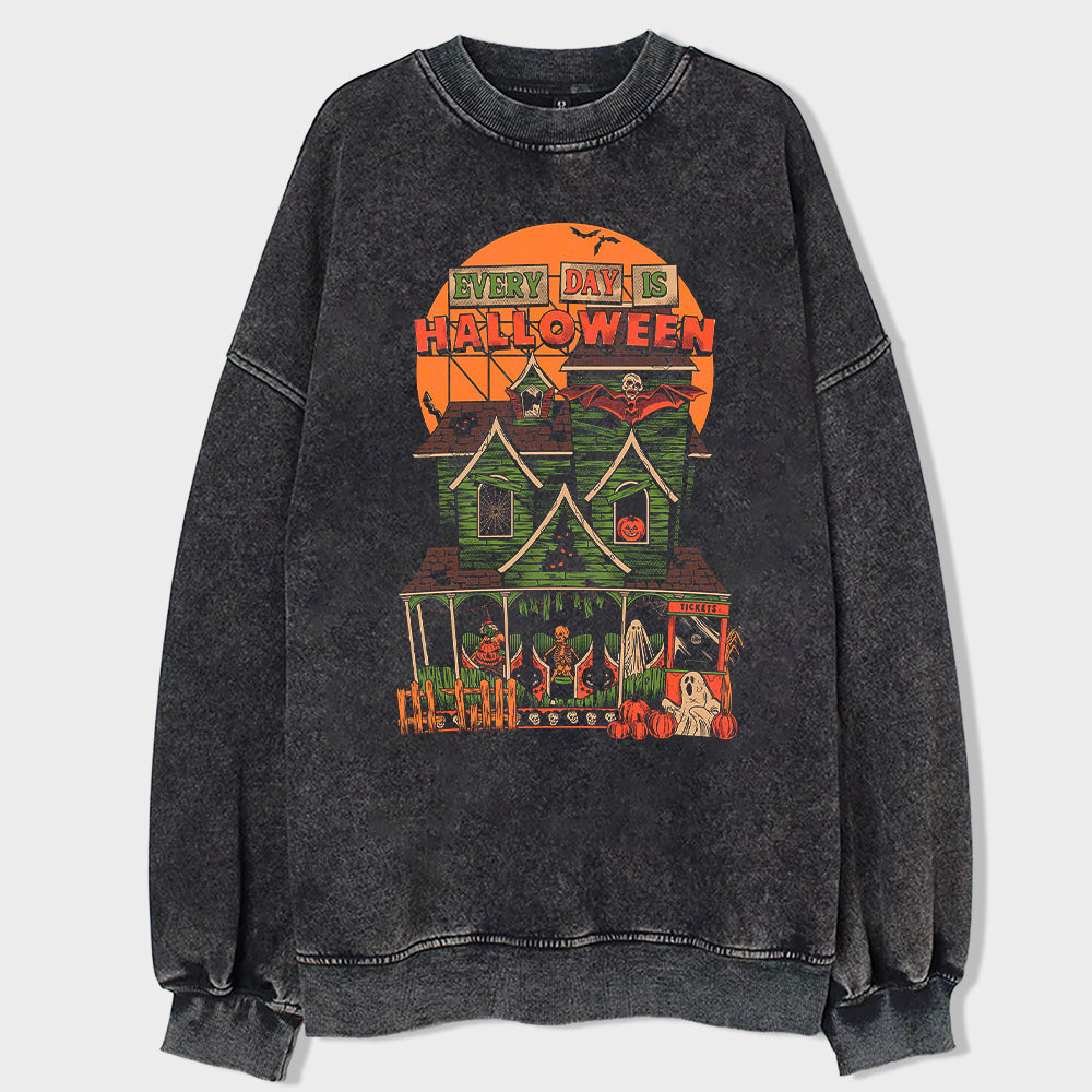 Ghost Party Acid Wash Sweatshirt - heygraff