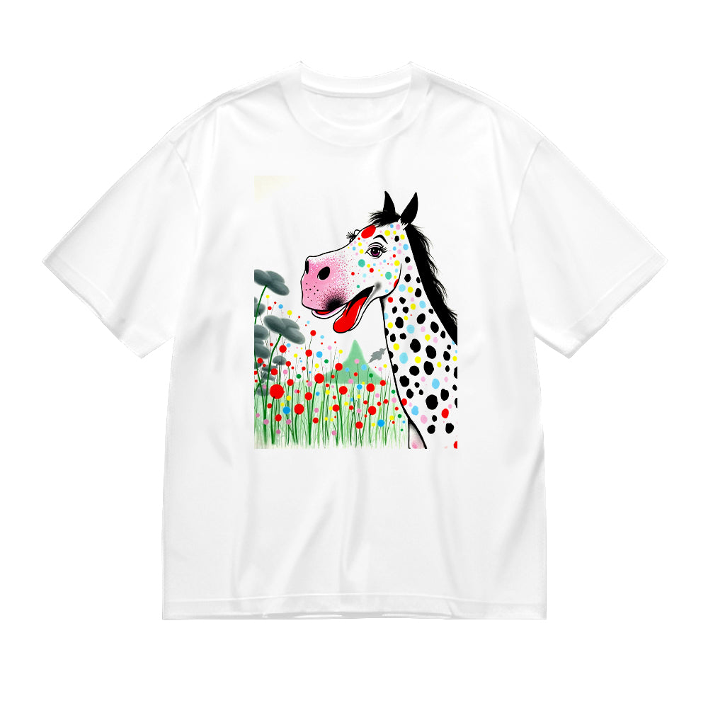 Colorful Dotted Horse Graphic T-Shirt