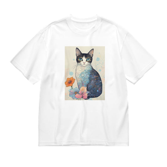 Cute Cat with Flowers Graphic T-Shirt