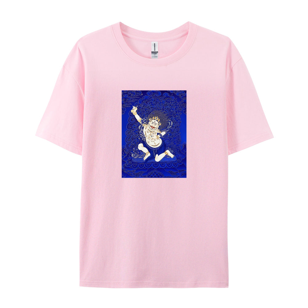 Tibetan Thangka Art White T-Shirt for Men Women - Traditional Buddhist Deity Design - Comfortable Casual Tee - Unique Cultural Graphic Top - Size S-XXL