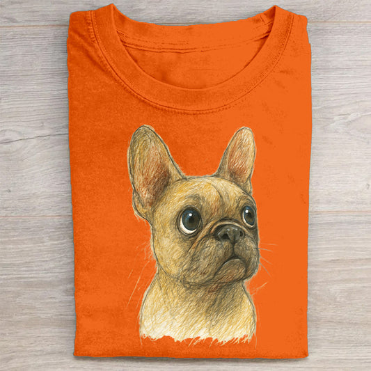 Funny Cute Dog Art Print Casual Short Sleeve T-Shirt