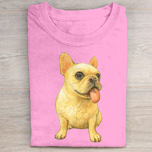 Funny Cute Dog Art Print Casual Short Sleeve T-Shirt