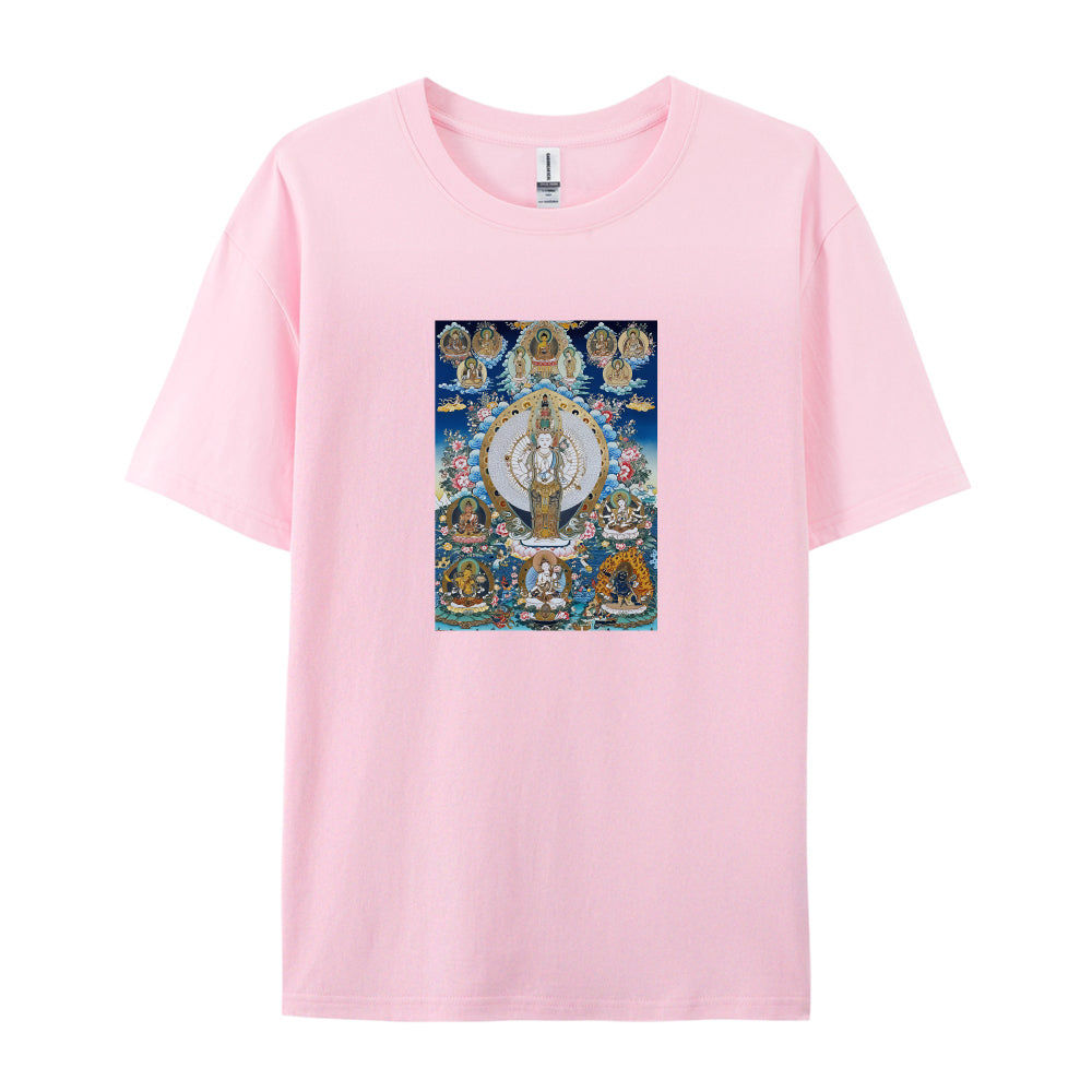 Buddhist Thangka Art T-Shirt for Men Women - Tibetan Mandala Design - Spiritual Meditation Clothing - Comfortable Casual Tee - Unique Gift Idea