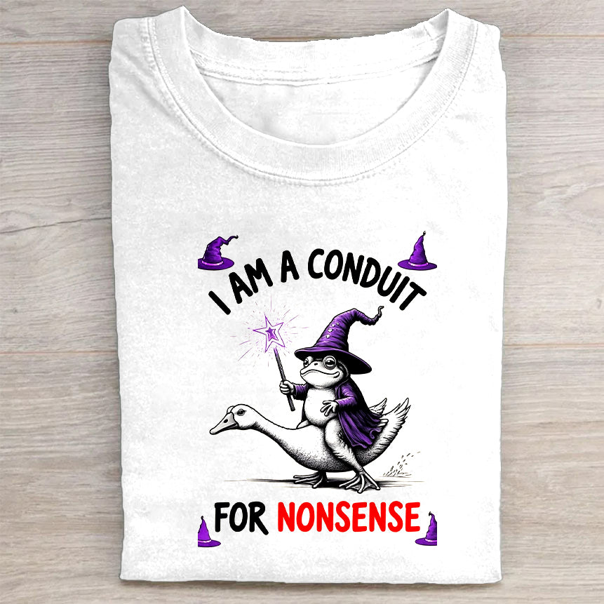 I Am a Conduit for Nonsense Witch Riding Duck Graphic T-Shirt