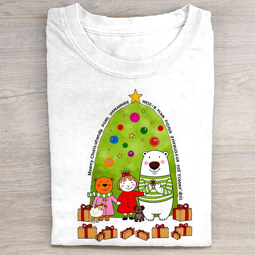 Cute Christmas Family Polar Bear and Friends Graphic T-Shirt
