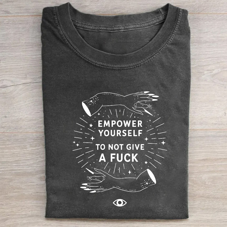 Short Sleeve Black T-Shirt with Empower Yourself Graphic - Casual Daily Wear