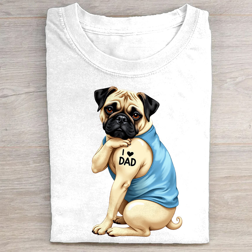 Cute Pug Dad Graphic T-Shirt