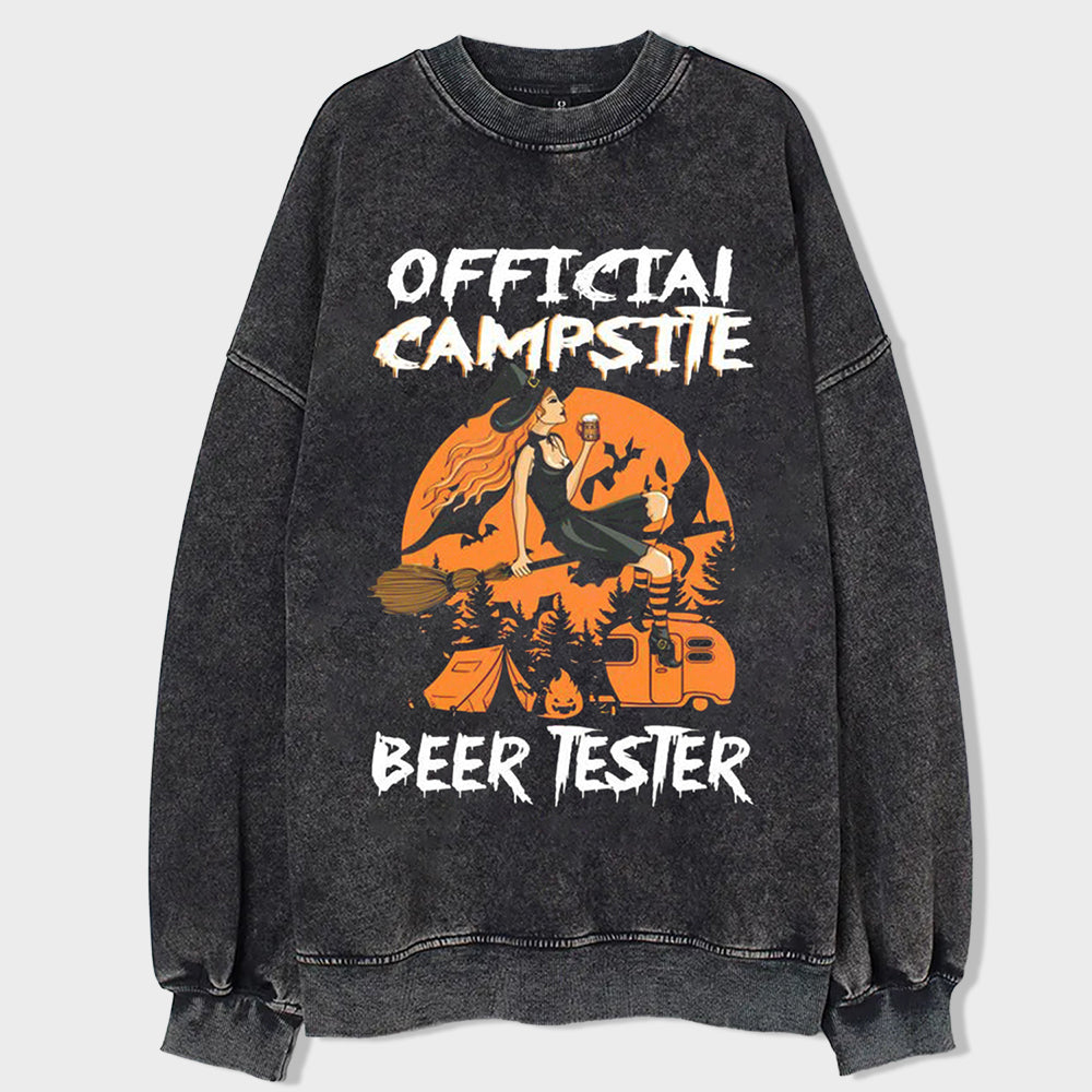 Camp Halloween Beer Acid Wash Sweatshirt - heygraff