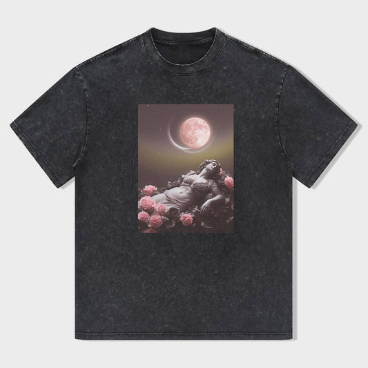 Vintage Moon Rose Graphic T-Shirt
