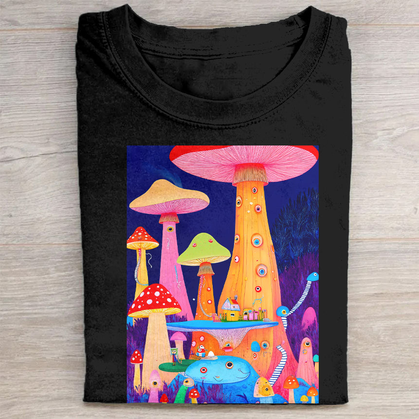 Colorful Mushroom Forest Graphic T-Shirt