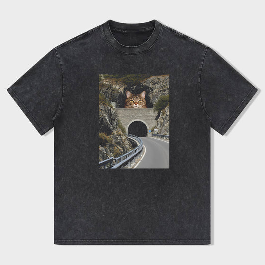 Cat in Tunnel Graphic T-Shirt