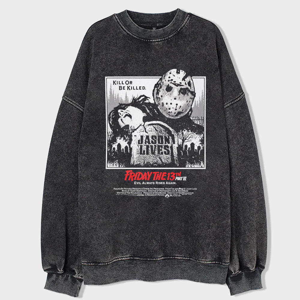 Bloody Friday Acid Wash Sweatshirt - heygraff