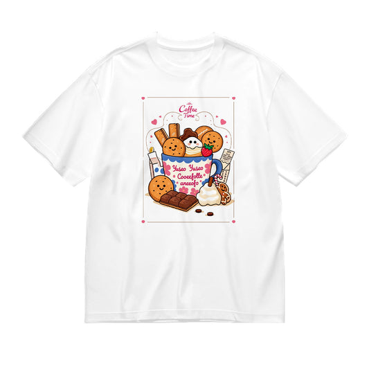 Cute Cookie and Milk Design White T-Shirt