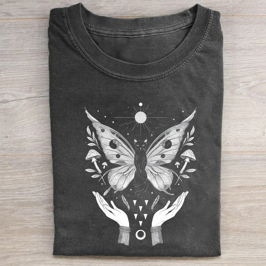 Butterfly Design Graphic Tee for Women Men Unisex Casual Cotton T-Shirt