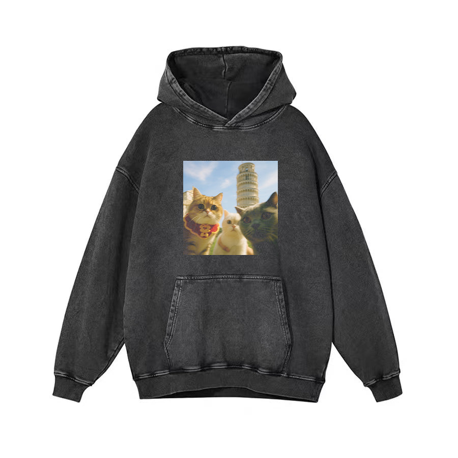 Cat Taking Selfie with Tower of Pisa Funny T-Shirt